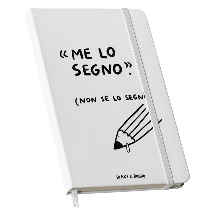 Taccuino Non se lo segnò dell'album Me lo segno di Diari di brodo: copertina soft touch in 8 colori, con chiusura e segnalibro coordinati