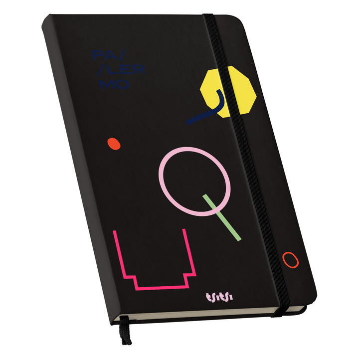 Taccuino PALERMO dell'album Mapperó di TSITSI CONCEPT: copertina soft touch in 8 colori, con chiusura e segnalibro coordinati