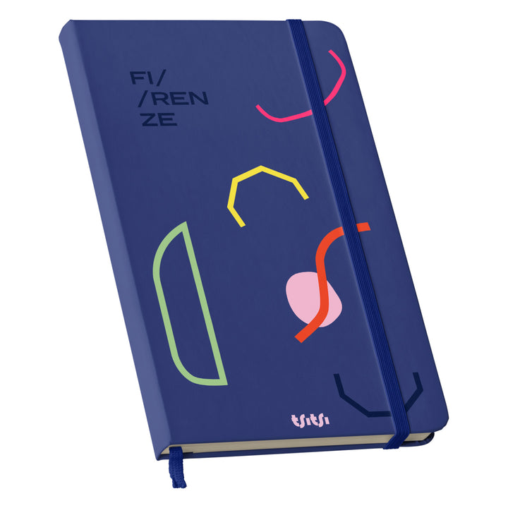 Taccuino FIRENZE dell'album Mapperó di TSITSI CONCEPT: copertina soft touch in 8 colori, con chiusura e segnalibro coordinati