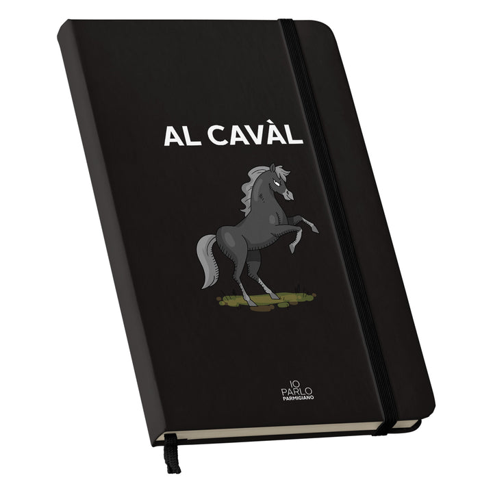 Taccuino AL CAVÀL dell'album LÌNNEA BÉSTJI di Io parlo parmigiano: copertina soft touch in 8 colori, con chiusura e segnalibro coordinati