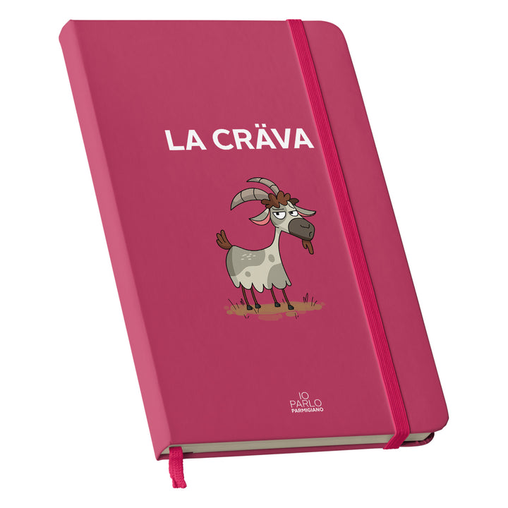 Taccuino LA CRÄVA dell'album LÌNNEA BÉSTJI di Io parlo parmigiano: copertina soft touch in 8 colori, con chiusura e segnalibro coordinati