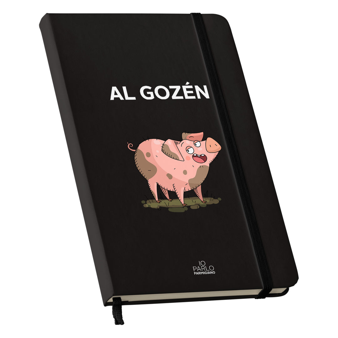 Taccuino AL GOZÉN dell'album LÌNNEA BÉSTJI di Io parlo parmigiano: copertina soft touch in 8 colori, con chiusura e segnalibro coordinati