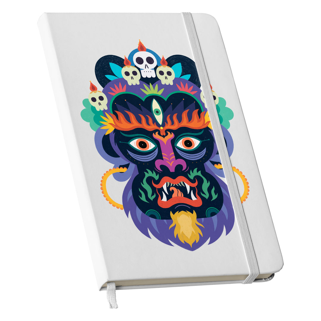 Taccuino Mahakala dell'album Taccuini selvatici di Silvia Mauri: copertina soft touch in 8 colori, con chiusura e segnalibro coordinati