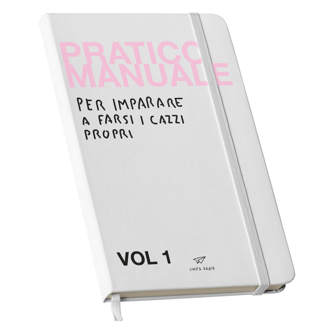 Taccuino Manuale Pratico dell'album Linea Taccuini di Linea Daria: copertina soft touch in 8 colori, con chiusura e segnalibro coordinati