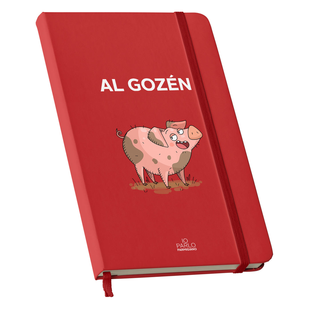 Taccuino AL GOZÉN dell'album LÌNNEA BÉSTJI di Io parlo parmigiano: copertina soft touch in 8 colori, con chiusura e segnalibro coordinati