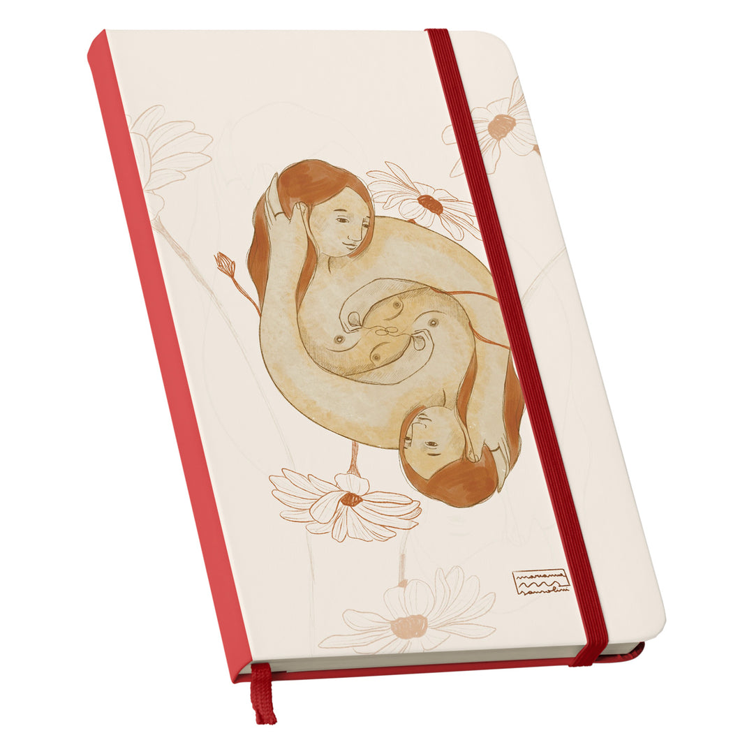 Taccuino Abbi cura dell'album Ama di Marianna Sansolini illustra: copertina soft touch in 8 colori, con chiusura e segnalibro coordinati