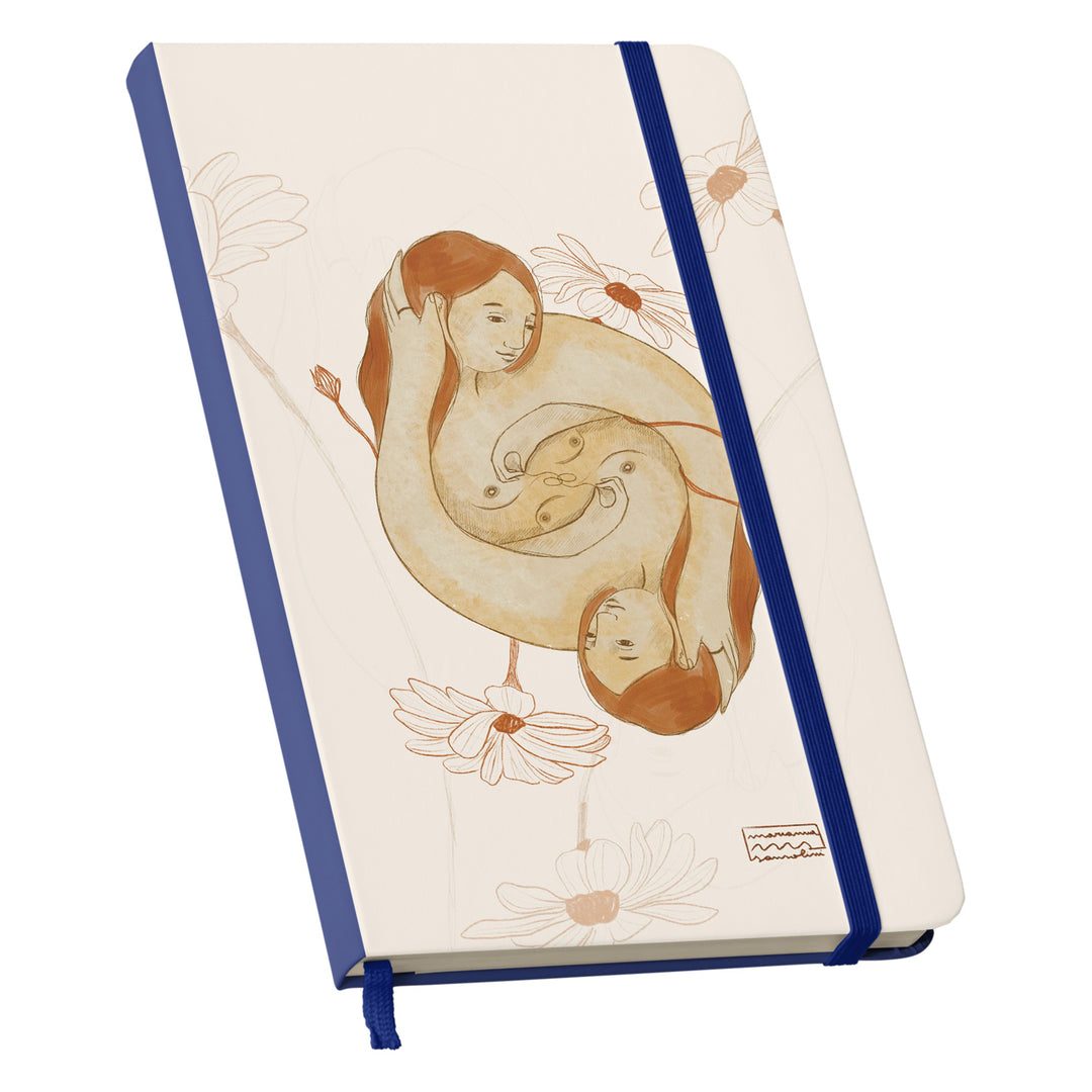 Taccuino Abbi cura dell'album Ama di Marianna Sansolini illustra: copertina soft touch in 8 colori, con chiusura e segnalibro coordinati