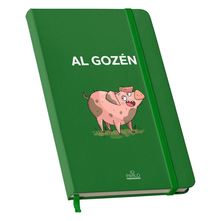 Taccuino AL GOZÉN dell'album LÌNNEA BÉSTJI di Io parlo parmigiano: copertina soft touch in 8 colori, con chiusura e segnalibro coordinati