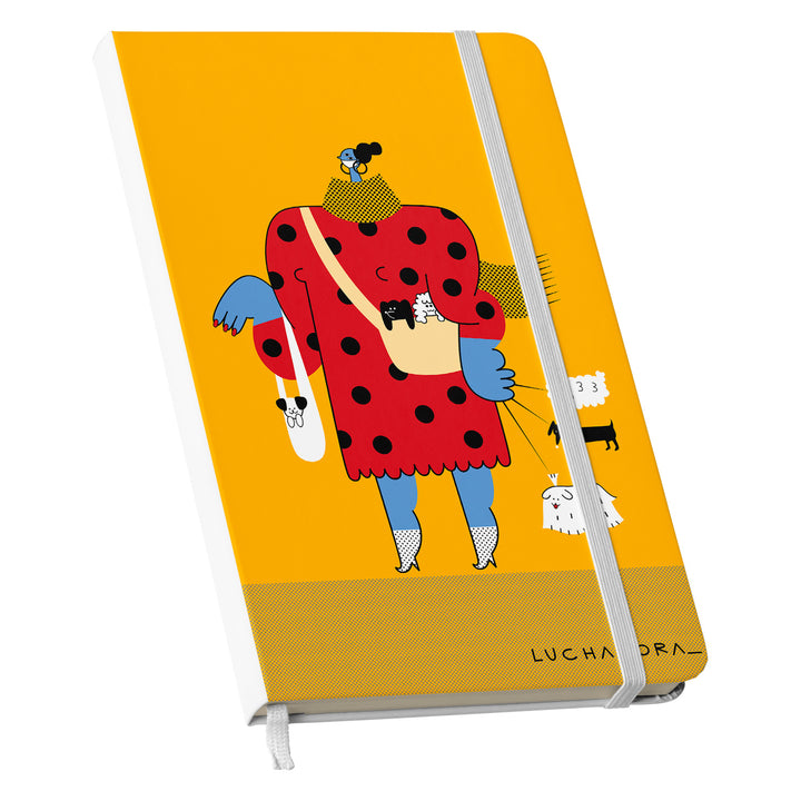 Taccuino Cagnolini dell'album TADAN! di LUCHADORA: copertina soft touch in 8 colori, con chiusura e segnalibro coordinati