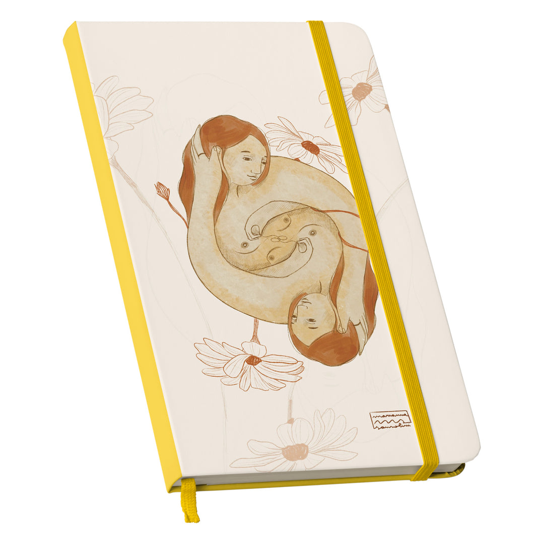 Taccuino Abbi cura dell'album Ama di Marianna Sansolini illustra: copertina soft touch in 8 colori, con chiusura e segnalibro coordinati