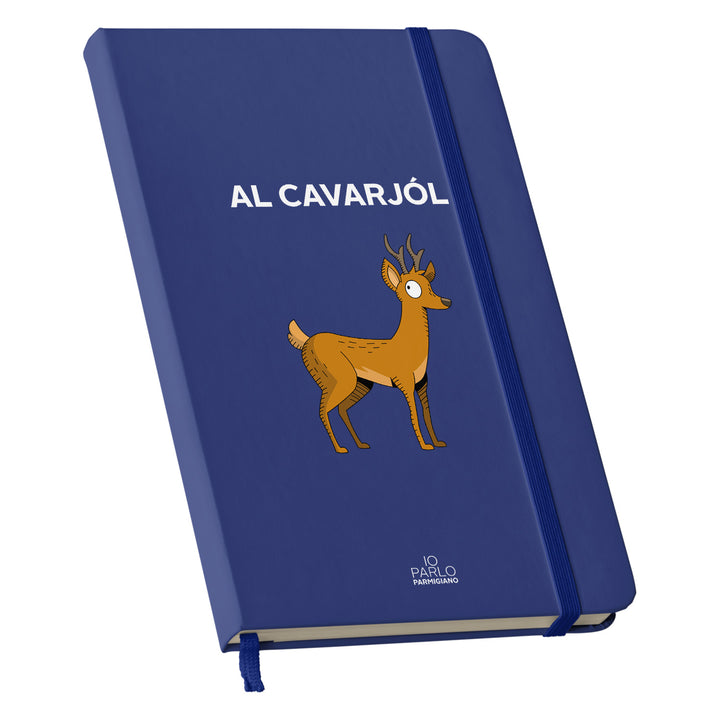 Taccuino AL CAVARJÓL dell'album LÌNNEA BÉSTJI di Io parlo parmigiano: copertina soft touch in 8 colori, con chiusura e segnalibro coordinati
