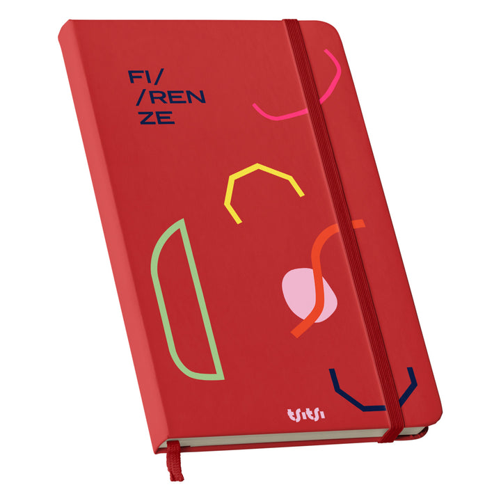 Taccuino FIRENZE dell'album Mapperó di TSITSI CONCEPT: copertina soft touch in 8 colori, con chiusura e segnalibro coordinati