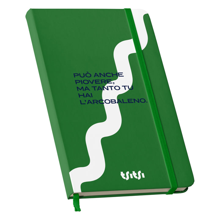 Taccuino Può anche piovere 01 dell'album Mapperó di TSITSI CONCEPT: copertina soft touch in 8 colori, con chiusura e segnalibro coordinati