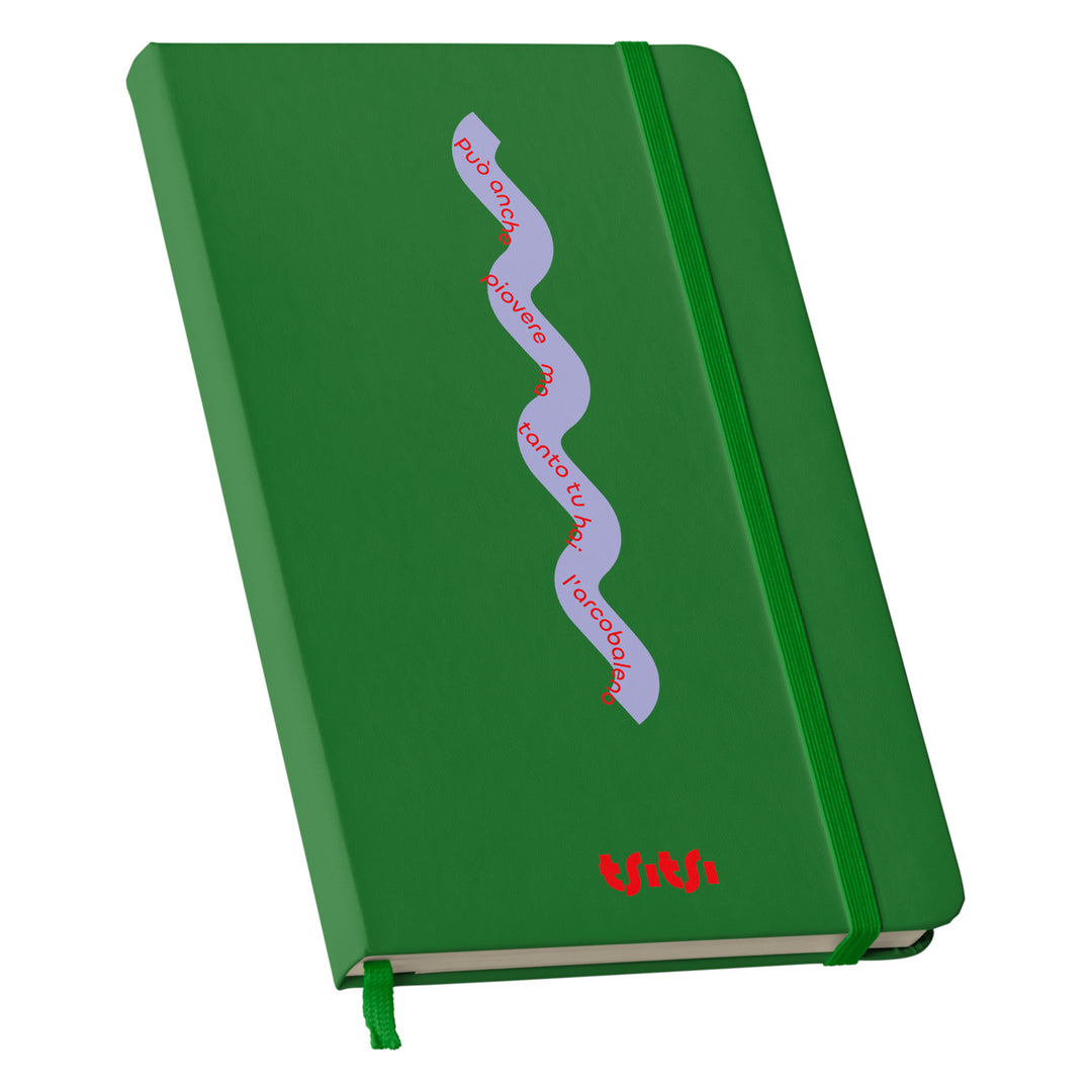 Taccuino Può anche piovere 03 dell'album Mapperó di TSITSI CONCEPT: copertina soft touch in 8 colori, con chiusura e segnalibro coordinati