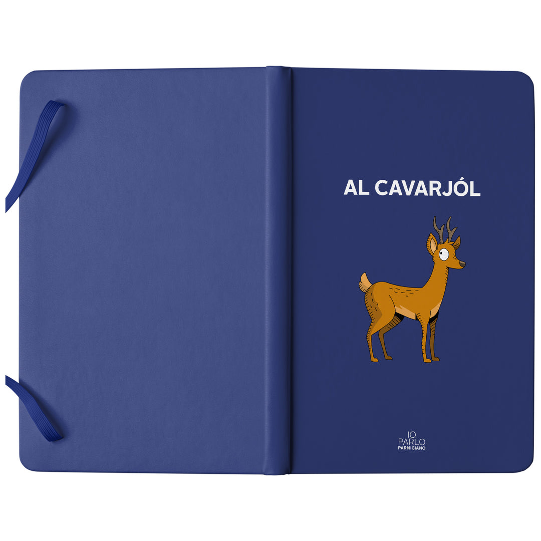 Taccuino AL CAVARJÓL dell'album LÌNNEA BÉSTJI di Io parlo parmigiano: copertina soft touch in 8 colori, con chiusura e segnalibro coordinati