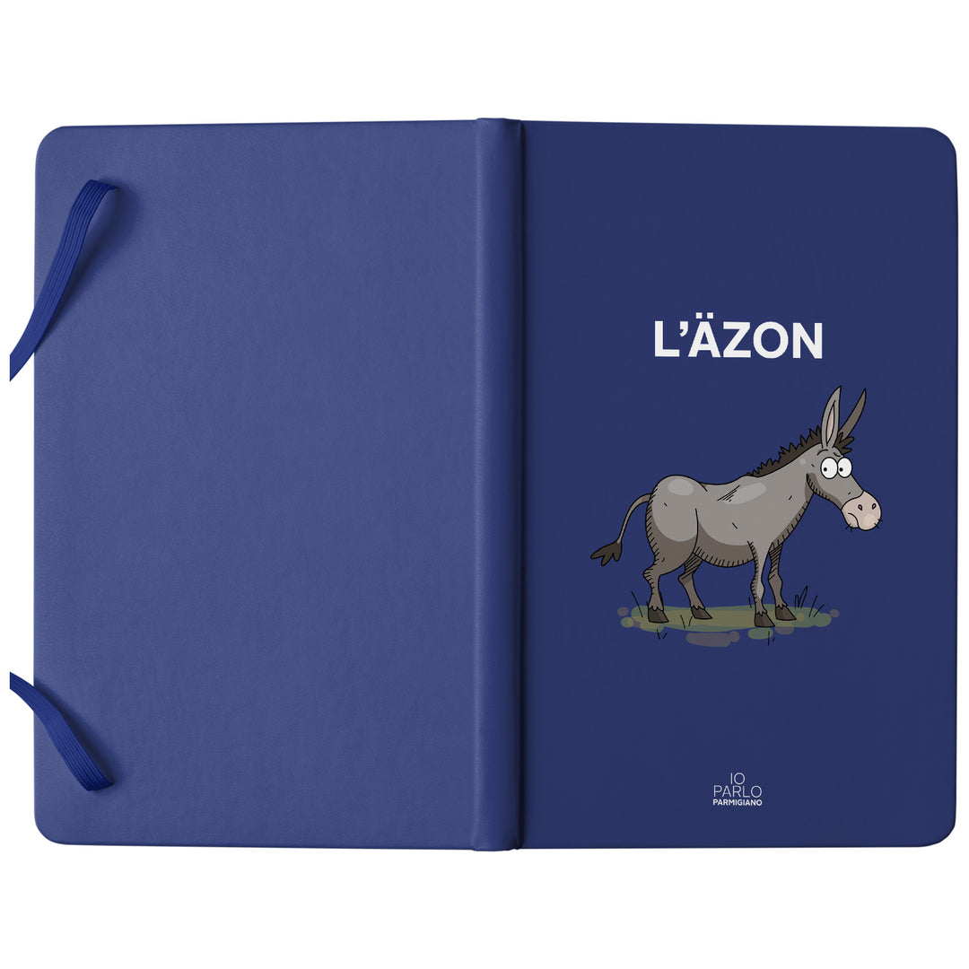 Taccuino L'ÄZON dell'album LÌNNEA BÉSTJI di Io parlo parmigiano: copertina soft touch in 8 colori, con chiusura e segnalibro coordinati