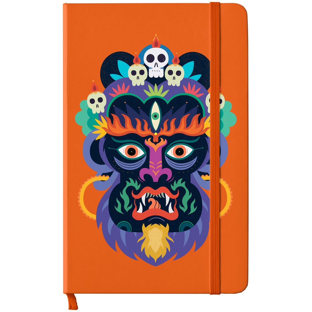 Taccuino Mahakala dell'album Taccuini selvatici di Silvia Mauri: copertina soft touch in 8 colori, con chiusura e segnalibro coordinati