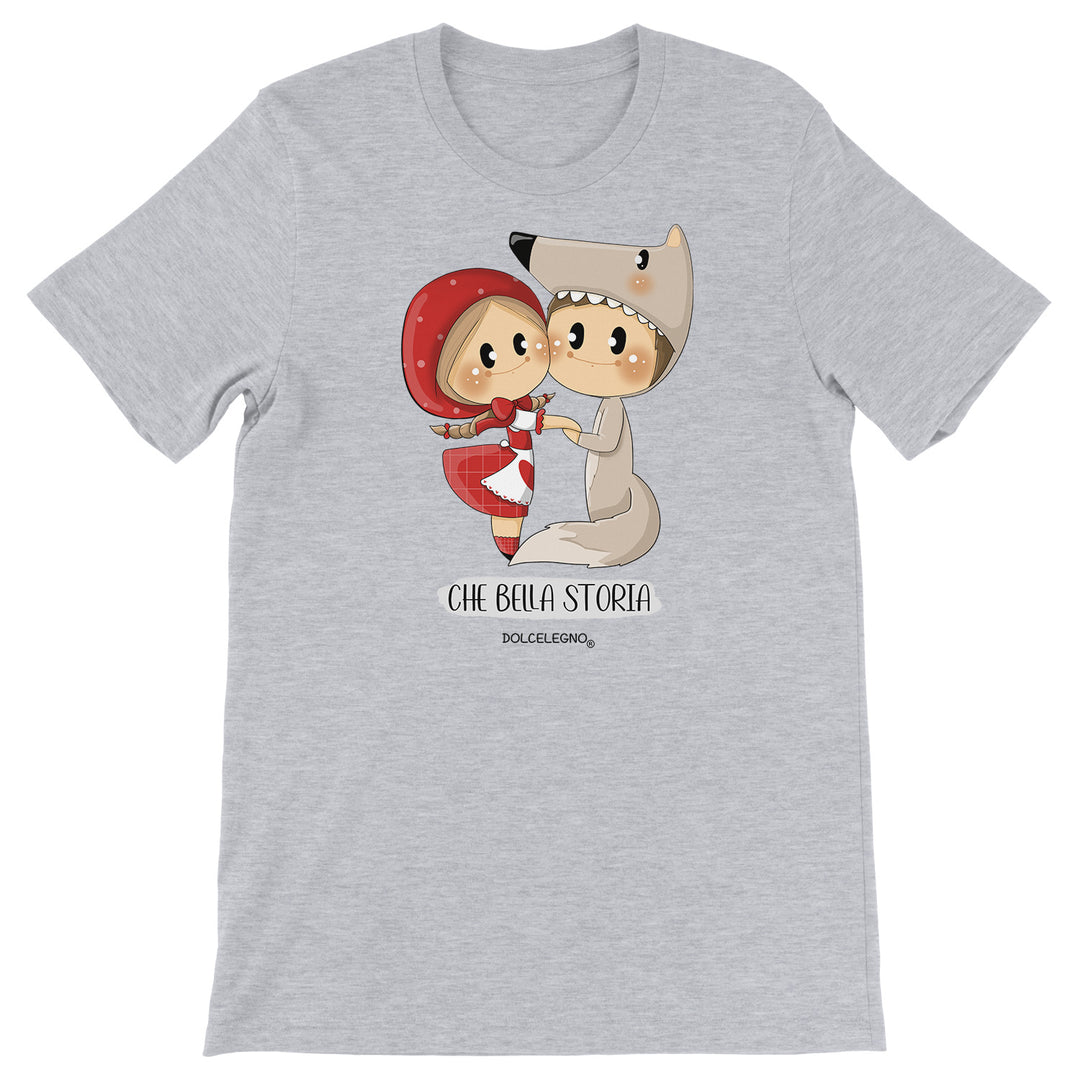 Maglietta Bella storia dell'album L'amore è nell'aria di DOLCELEGNO, T-Shirt uomo donna e bambino a maniche corte in cotone con girocollo