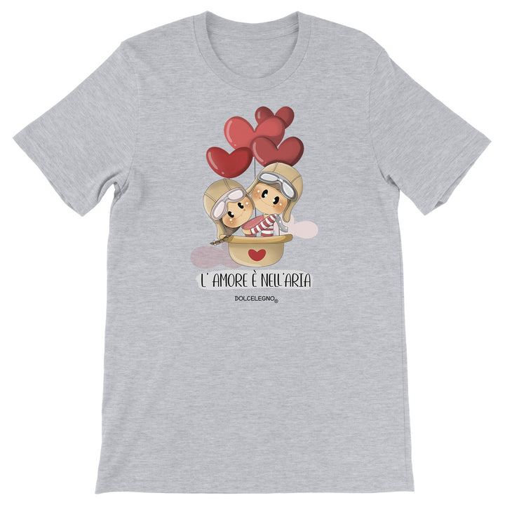 Maglietta Amore dell'album L'amore è nell'aria di DOLCELEGNO, T-Shirt uomo donna e bambino a maniche corte in cotone con girocollo