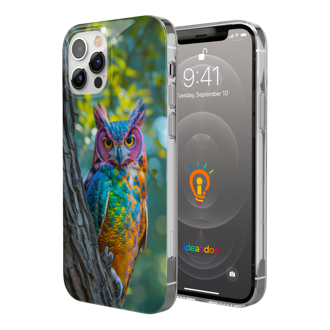 Cover Gufo Reale dell'album Animali colorati di Ideandoo per iPhone, Samsung, Xiaomi e altri