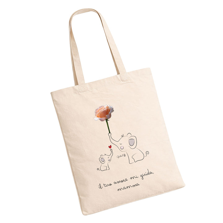 Shopper il tuo amore mi Guida mamma Festa della Mamma 2026 di GiuliaEffe in cotone, utile e pratica color corda