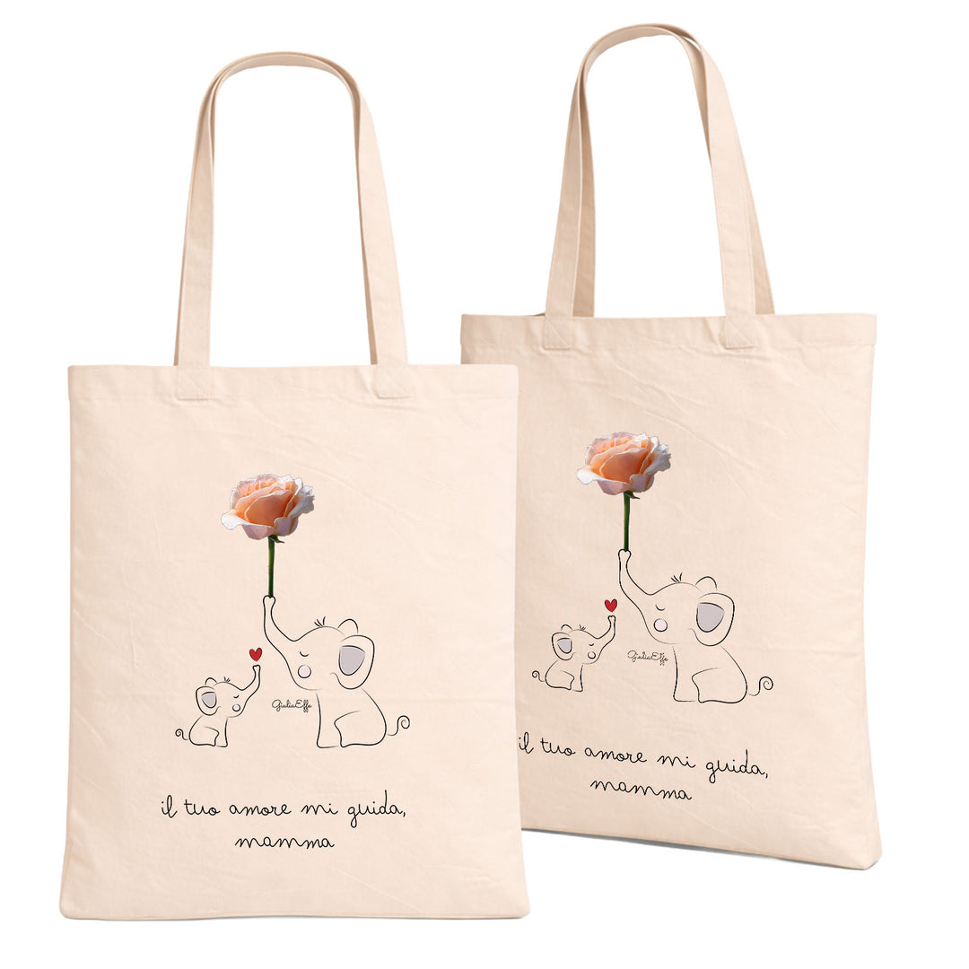 Shopper il tuo amore mi Guida mamma Festa della Mamma 2026 di GiuliaEffe in cotone, utile e pratica color corda