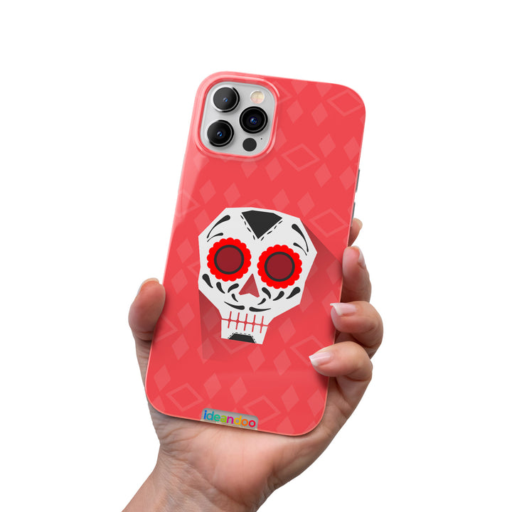 Cover Teschio messicano atratto rosso dell'album Teschi messicani di Ideandoo per iPhone, Samsung, Xiaomi e altri