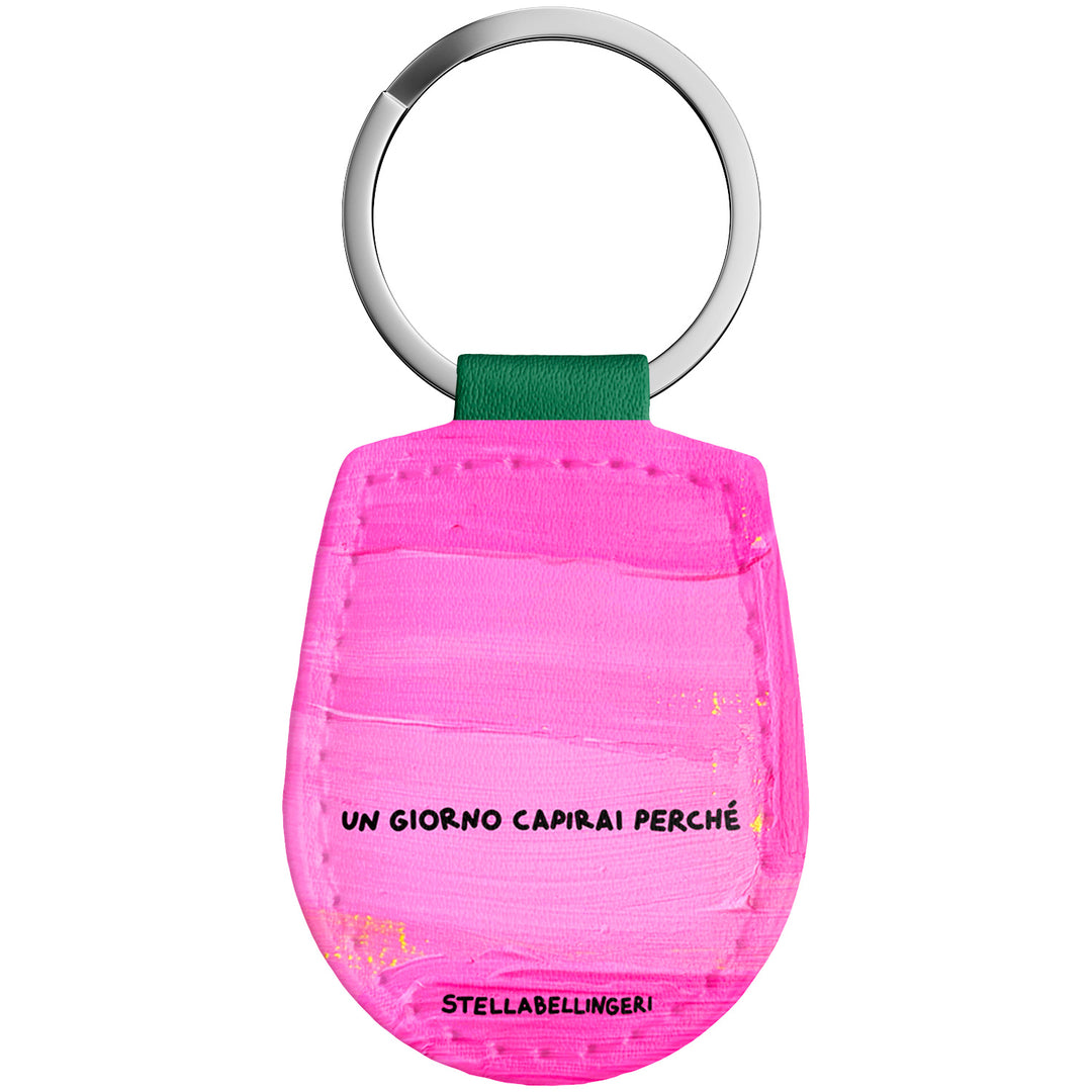 Portachiavi in pelle Un giorno capirai perchè dell'album Therapy Keyring di Stella Bellingeri con anello in metallo, Disponibili in 6 Colori, Stampa di Alta Qualità