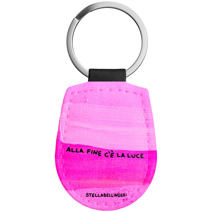 Portachiavi in pelle Alla fine c'è la luce dell'album Therapy Keyring di Stella Bellingeri con anello in metallo, Disponibili in 6 Colori, Stampa di Alta Qualità