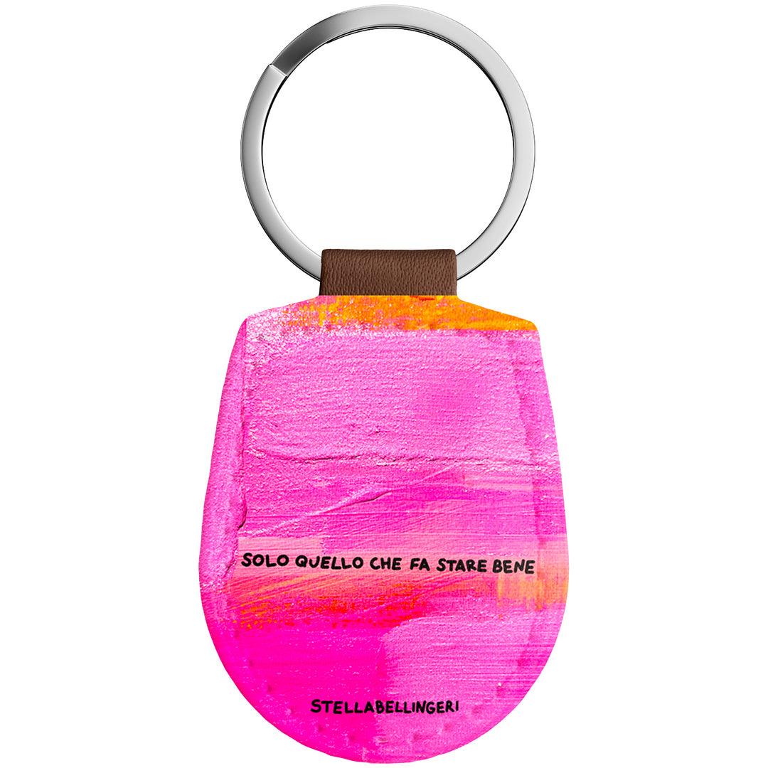 Portachiavi in pelle Solo quello che fa stare bene dell'album Therapy Keyring di Stella Bellingeri con anello in metallo, Disponibili in 6 Colori, Stampa di Alta Qualità