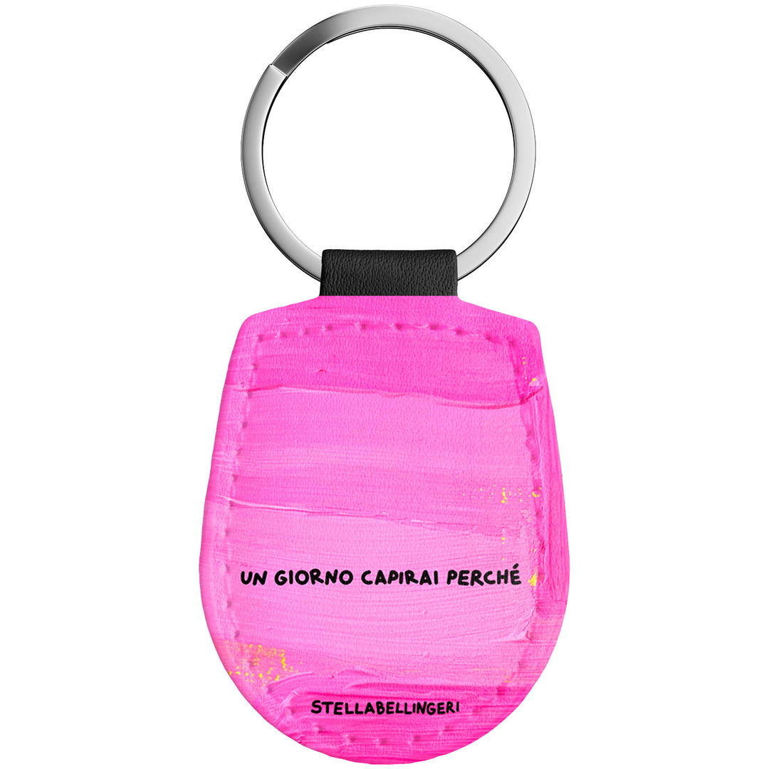 Portachiavi in pelle Un giorno capirai perchè dell'album Therapy Keyring di Stella Bellingeri con anello in metallo, Disponibili in 6 Colori, Stampa di Alta Qualità