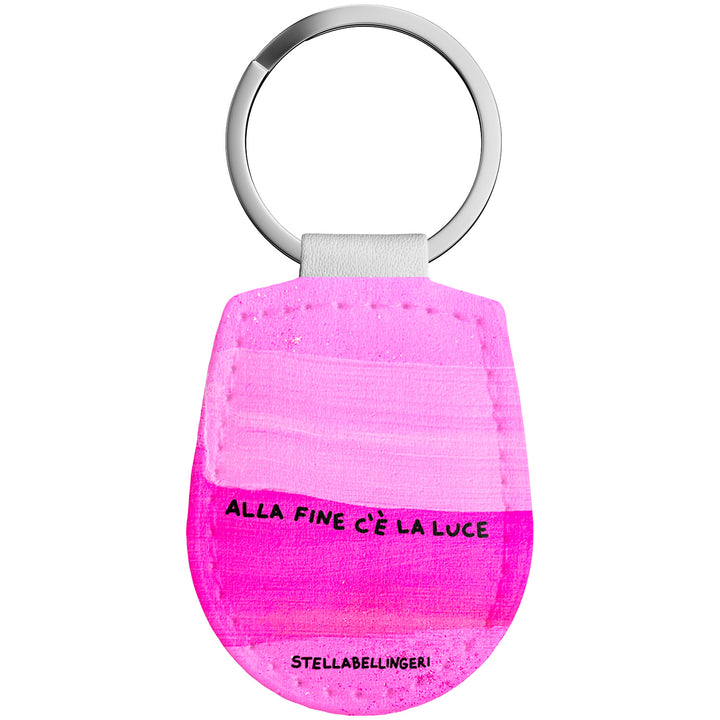 Portachiavi in pelle Alla fine c'è la luce dell'album Therapy Keyring di Stella Bellingeri con anello in metallo, Disponibili in 6 Colori, Stampa di Alta Qualità