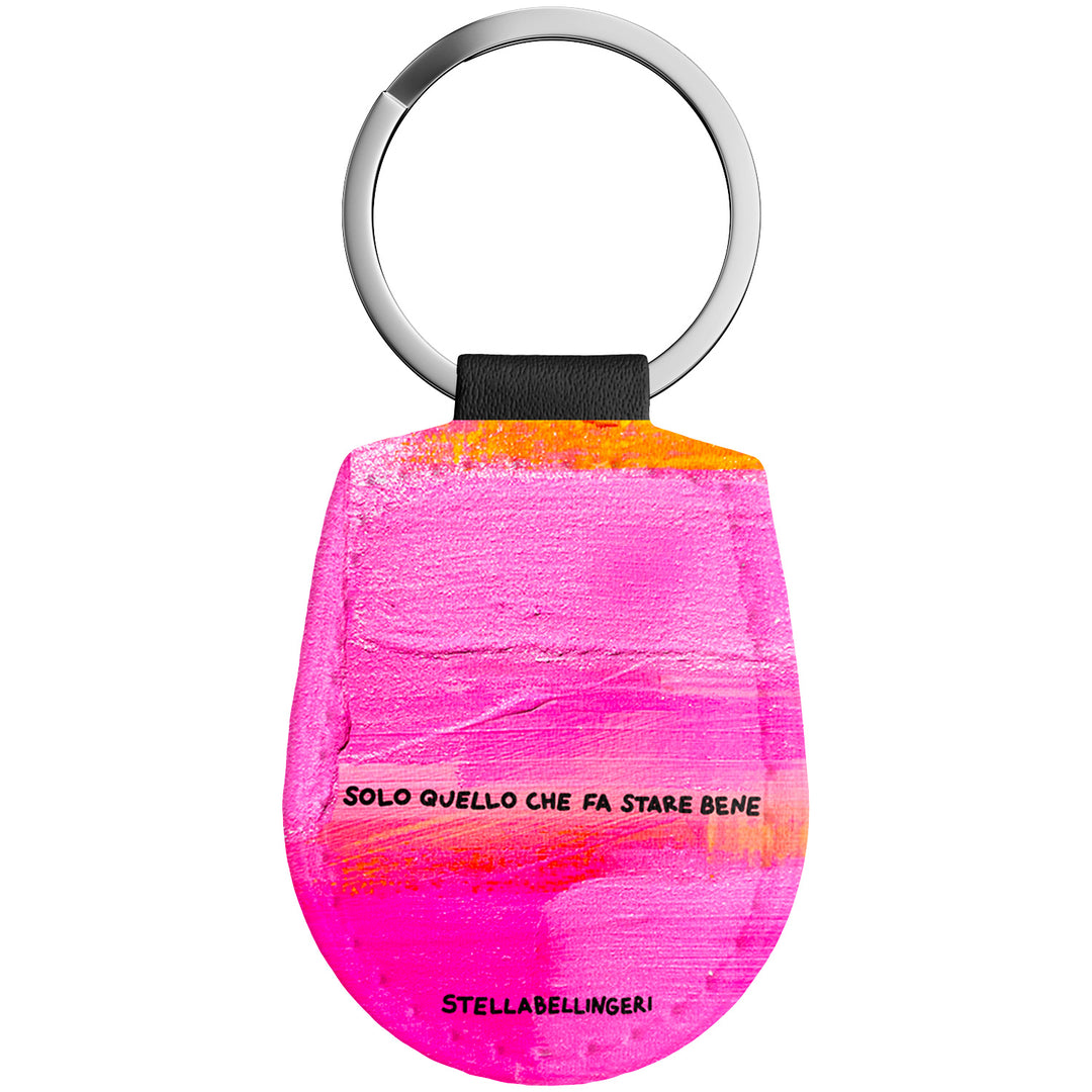 Portachiavi in pelle Solo quello che fa stare bene dell'album Therapy Keyring di Stella Bellingeri con anello in metallo, Disponibili in 6 Colori, Stampa di Alta Qualità