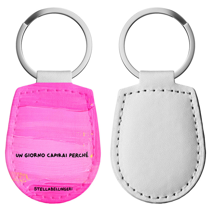 Portachiavi in pelle Un giorno capirai perchè dell'album Therapy Keyring di Stella Bellingeri con anello in metallo, Disponibili in 6 Colori, Stampa di Alta Qualità