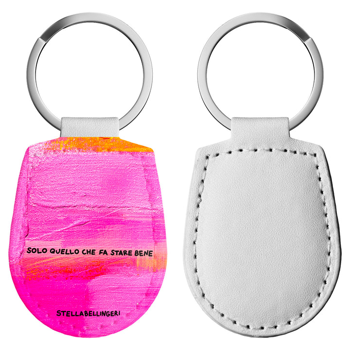 Portachiavi in pelle Solo quello che fa stare bene dell'album Therapy Keyring di Stella Bellingeri con anello in metallo, Disponibili in 6 Colori, Stampa di Alta Qualità