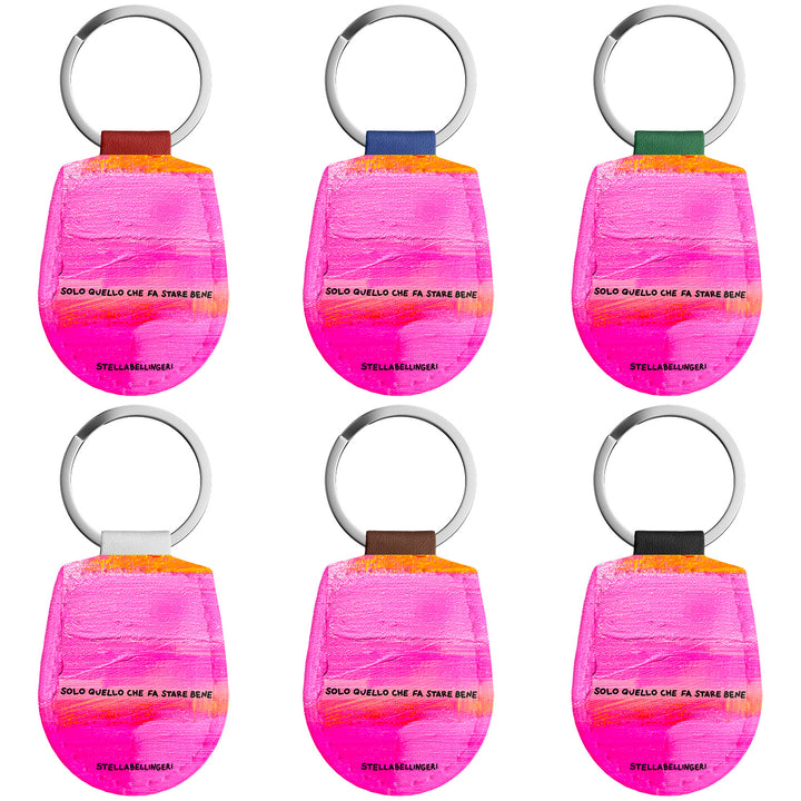 Portachiavi in pelle Solo quello che fa stare bene dell'album Therapy Keyring di Stella Bellingeri con anello in metallo, Disponibili in 6 Colori, Stampa di Alta Qualità