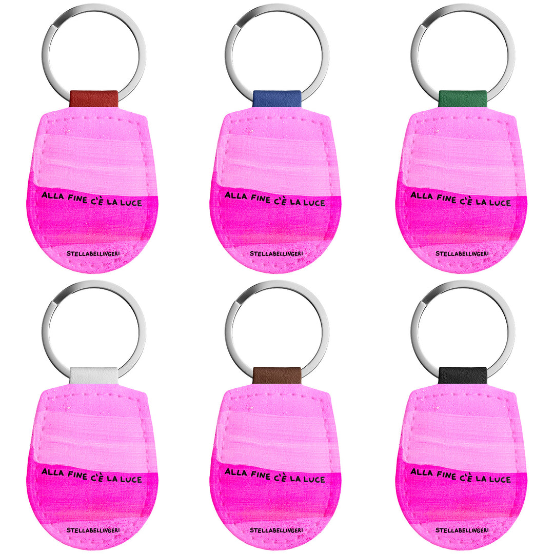 Portachiavi in pelle Alla fine c'è la luce dell'album Therapy Keyring di Stella Bellingeri con anello in metallo, Disponibili in 6 Colori, Stampa di Alta Qualità