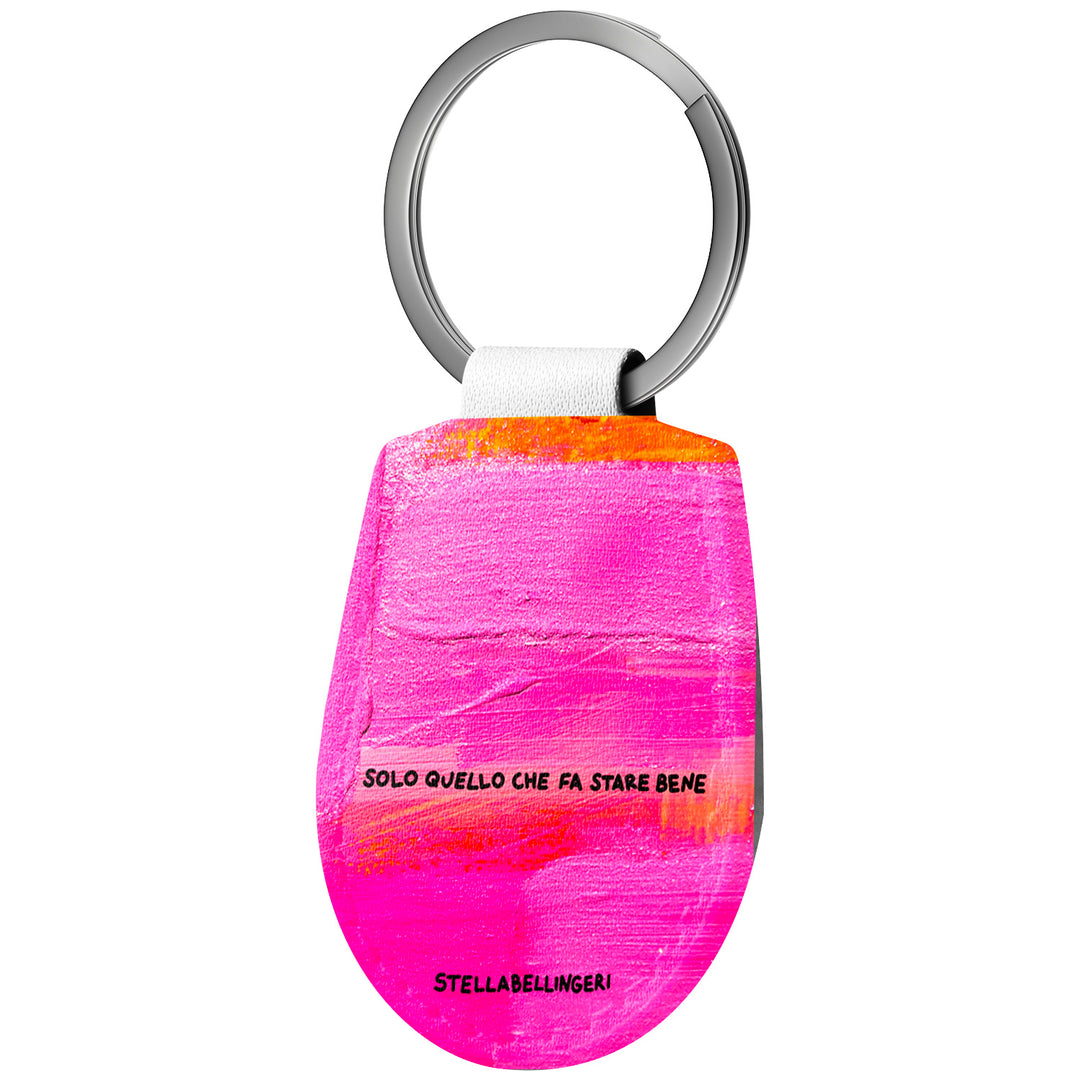 Portachiavi in pelle Solo quello che fa stare bene dell'album Therapy Keyring di Stella Bellingeri con anello in metallo, Disponibili in 6 Colori, Stampa di Alta Qualità