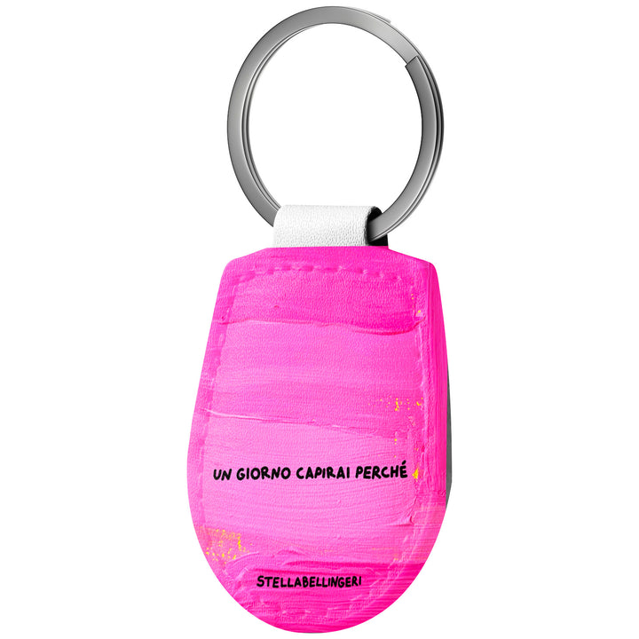 Portachiavi in pelle Un giorno capirai perchè dell'album Therapy Keyring di Stella Bellingeri con anello in metallo, Disponibili in 6 Colori, Stampa di Alta Qualità